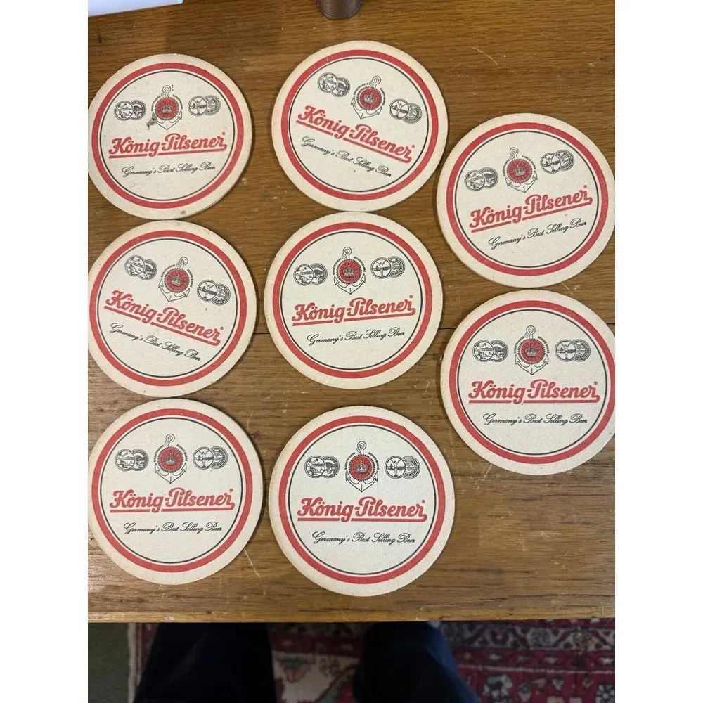 VINTAGE KONIG- PILSNER RARE 4 1/4 INCH‎ BEER COASTERS LOT OF 8